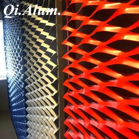Panneaux de rideau métallique en maille métallique expansée en aluminium