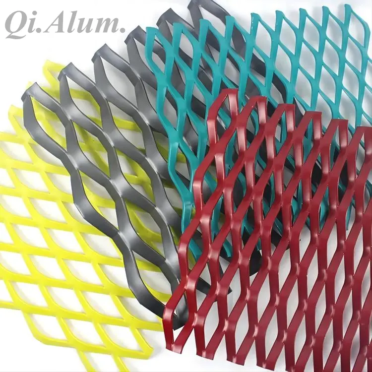 Panneaux en maille aluminium élargie pour décoration architecturale de façade — Foshan Qi Aluminum Decorative Materials Co. Ltd
