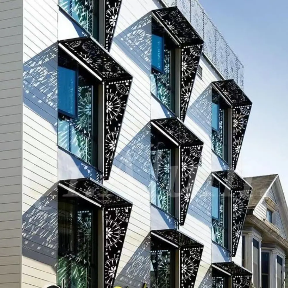 Écrans en aluminium perforé décoratifs laser sur mesure pour usage extérieur en alliage métallique pour bâtiment — Foshan Qi Aluminum Decorative Materials Co. Ltd
