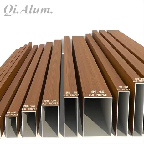 Profils en aluminium 6063, alliage bois grain, tube rectangulaire, pour construction