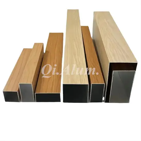 Profils en aluminium en tube rectangulaire à effet bois pour construction