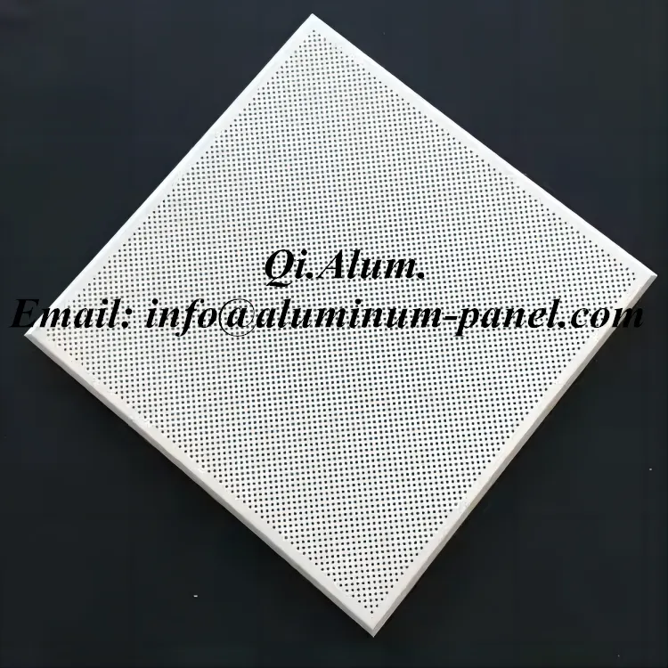 Plaques de plafond aluminium à mailles carrées perforées 600×600 — Foshan Qi Aluminum Decorative Materials Co. Ltd